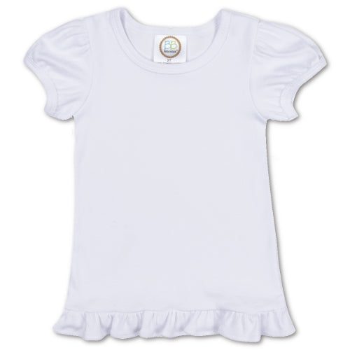 Size 6 White Girl's Short Sleeve Ruffle Tee Shirt